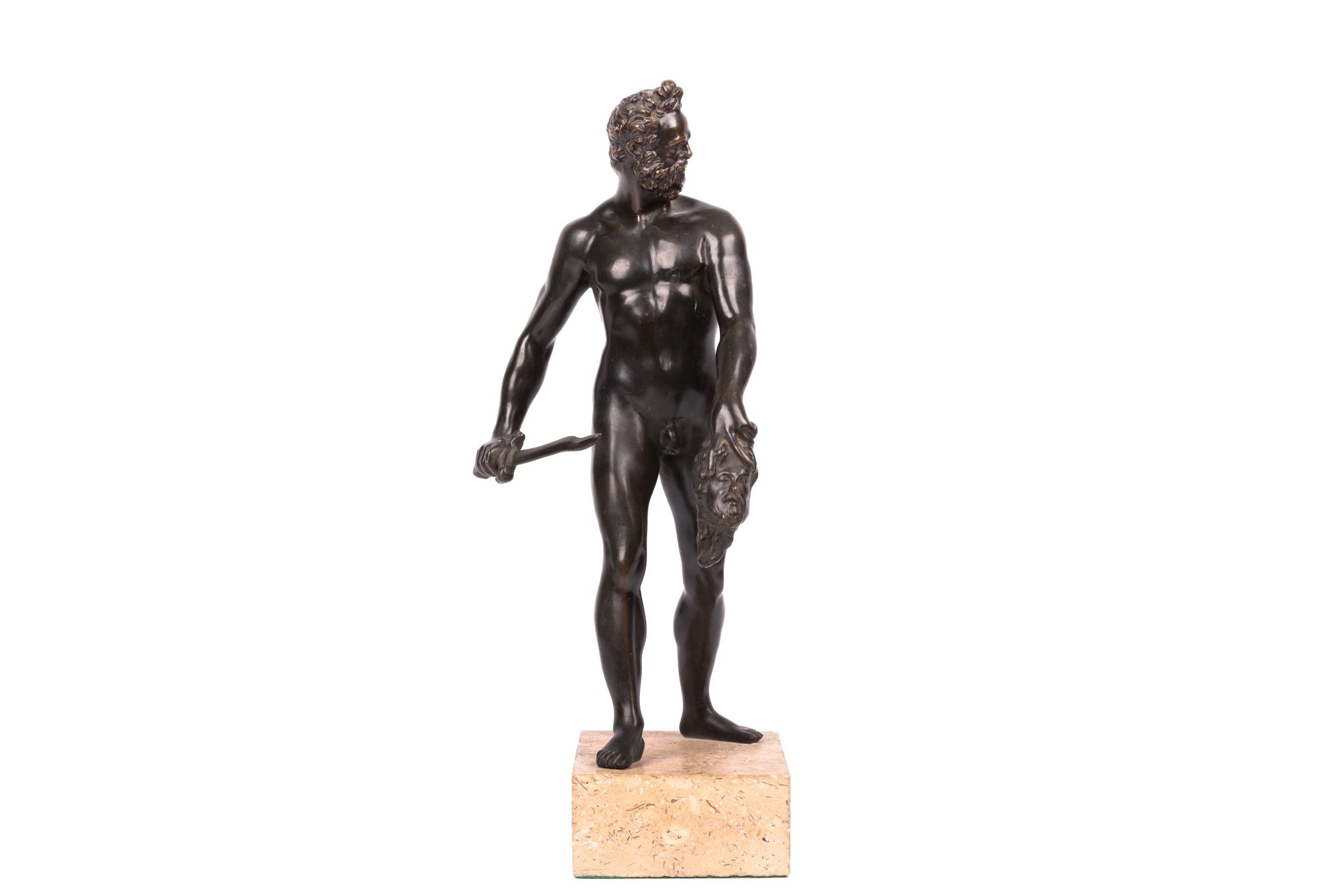 AFTER GIAMBOLOGNA (ITALIAN, 1529-1608): A 19TH CENTURY BRONZE FIGURE OF MARS the standing, bearded - Image 2 of 6