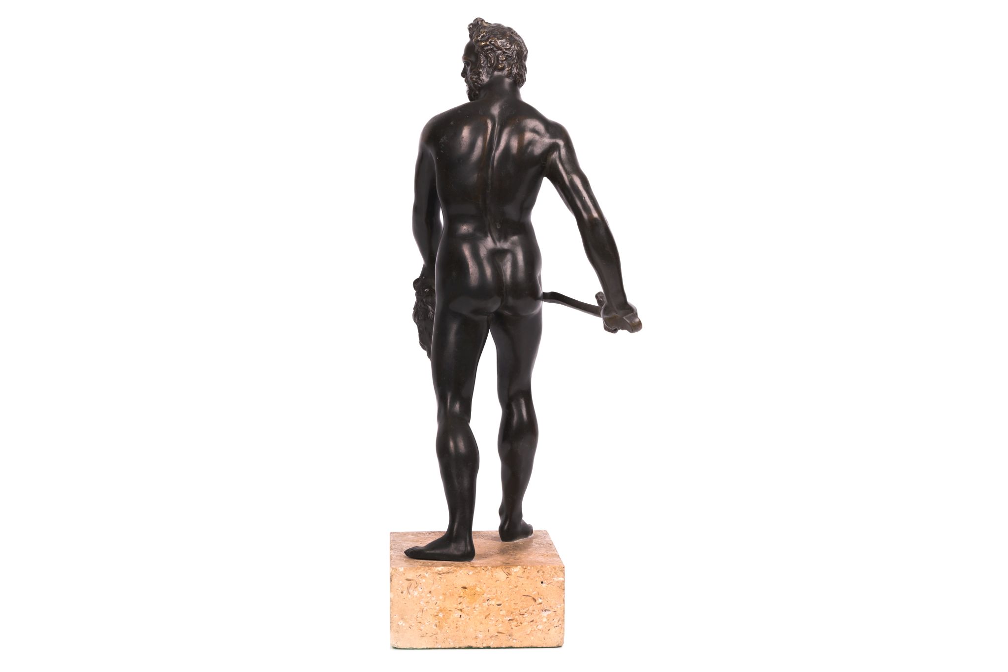 AFTER GIAMBOLOGNA (ITALIAN, 1529-1608): A 19TH CENTURY BRONZE FIGURE OF MARS the standing, bearded - Image 4 of 6