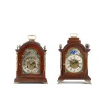 TWO GEORGE III STYLE BRASS MOUNTED BRACKET / TABLE CLOCKS WITH MOONPHASE both of similar form,