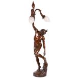 RAYMOND SUDRE (FRENCH, 1870-1962): A  LARGE BRONZE FIGURE OF MERCURY 'DEPART DE MERCURE' CAST BY