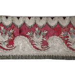 A LARGE 18TH CENTURY AND LATER DAMASK AND SEQUIN PANEL, POSSIBLY OTTOMAN decorated with a design