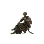 A LATE 19TH CENTURY FRENCH BRONZE FIGURE OR AN ORATOR the seated, classical male figure with a