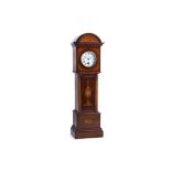 A LATE 19TH CENTURY MAHOGANY AND SATINWOOD MARQUETRY MINIATURE LONGCASE CLOCK BY W. THORNHILL &