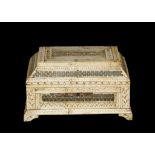 AN EARLY 19TH CENTURY RUSSIAN ARCHANGEL WALRUS IVORY AND BONE CASKET/  KHOLMOGORY, ARCHANGELSK