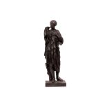 AFTER THE ANTIQUE: A SPELTER FIGURE OF DIANE DE GABIES the standing figure in classical dress,