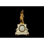 A THIRD QUARTER 19TH CENTURY FRENCH GILT SPELTER FIGURAL MYSTERY CLOCK BY GUILMET, PARIS, NUMBER