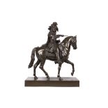 A MAGNIFICENT SECOND QUARTER 19TH CENTURY BRONZE EQUESTRIAN STATUE OF LOUIS XIV AFTER THE MONUMENT
