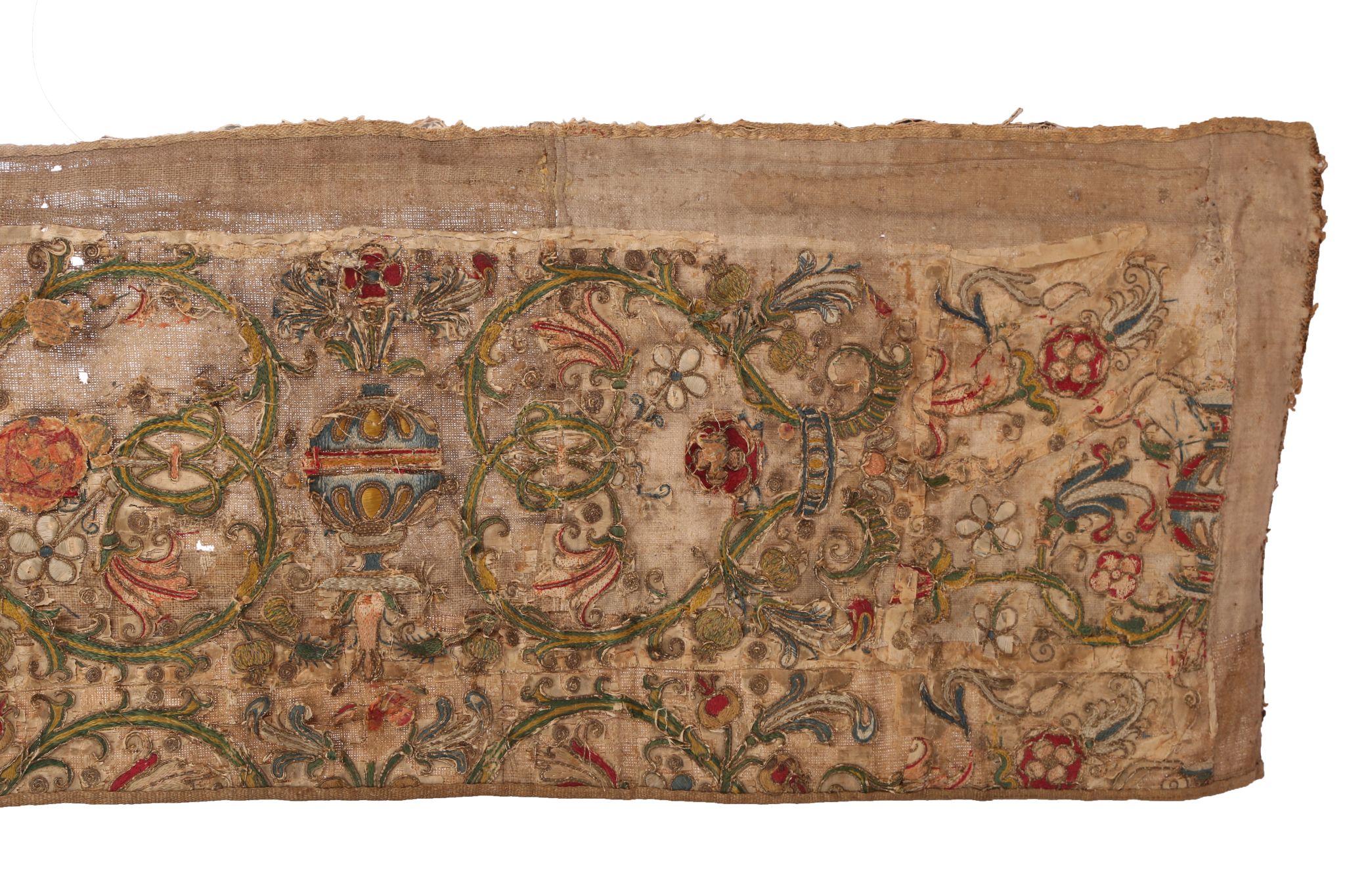 A RARE 16TH CENTURY ENGLISH EMBROIDERED PANEL WORKED IN COLOURED SILKS AND GOLD THREAD DECORATED - Image 4 of 8