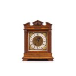 A LATE 19TH CENTURY GERMAN WALNUT BRACKET CLOCK BY LENZKIRCH the architectural type case with broken