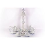 A Mazzuca to Murano blue glass 6 branch chandelier, with frosted finish.