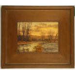 CHARLES PARTRIDGE ADAMS 1858-1942, AMERICAN. 'Colorado River at Sunset'. Atmospheric watercolour and