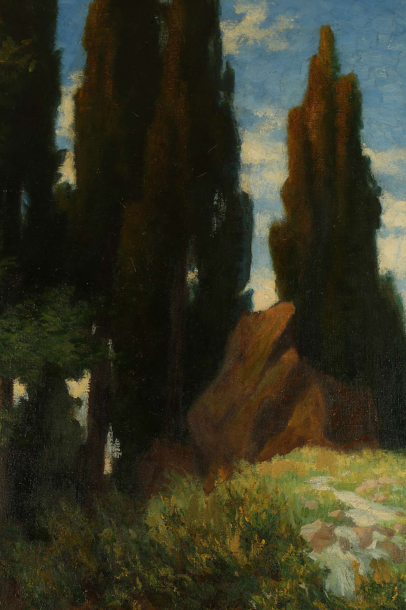 BRUNO WIESE 1865-1930 GERMAN. 'Nude in a Classical Landscape'. Oil on canvas. Signed lower left. - Image 5 of 12