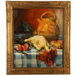 MARCEL DYF 1899-1985. Still life 'Poulet and Pomegranate'. Oil on canvas, signed lower right and