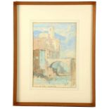 SIR FRANK BRANGWYN R.A. 1867-1956. 'Ponte Sul Brembo'. Watercolour and pencil study. Monogrammed