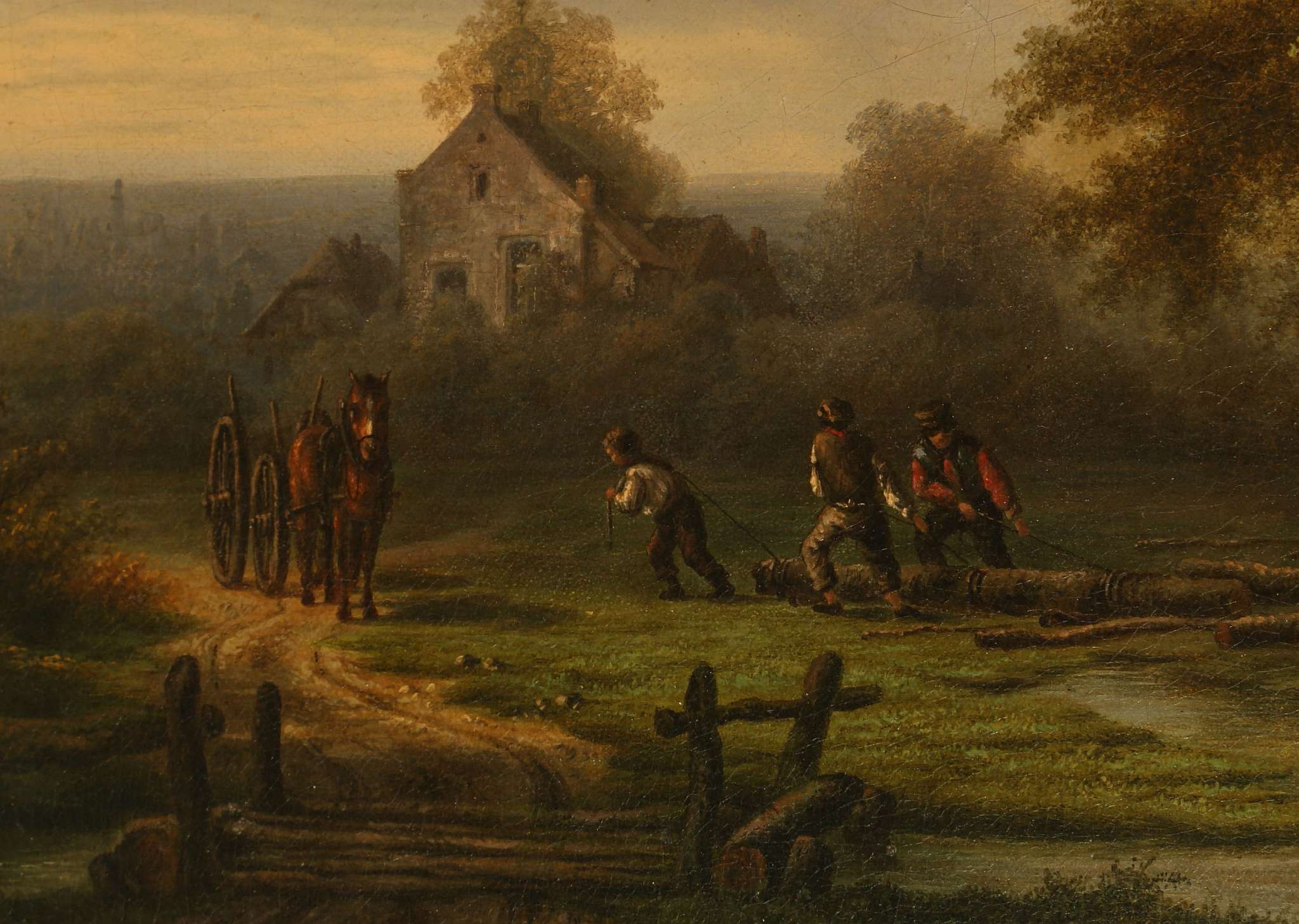 MANNER OF BAREND CORNELIUS KOEKKOEK 1803-1862. 'Tree Cutter at the Edge of the Forest'. Oil on - Image 5 of 10