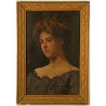 EDUARDO GALLI 1854-1920 ITALIAN. 'Portrait of a Woman'. Oil on panel, the sitter with auburn hair