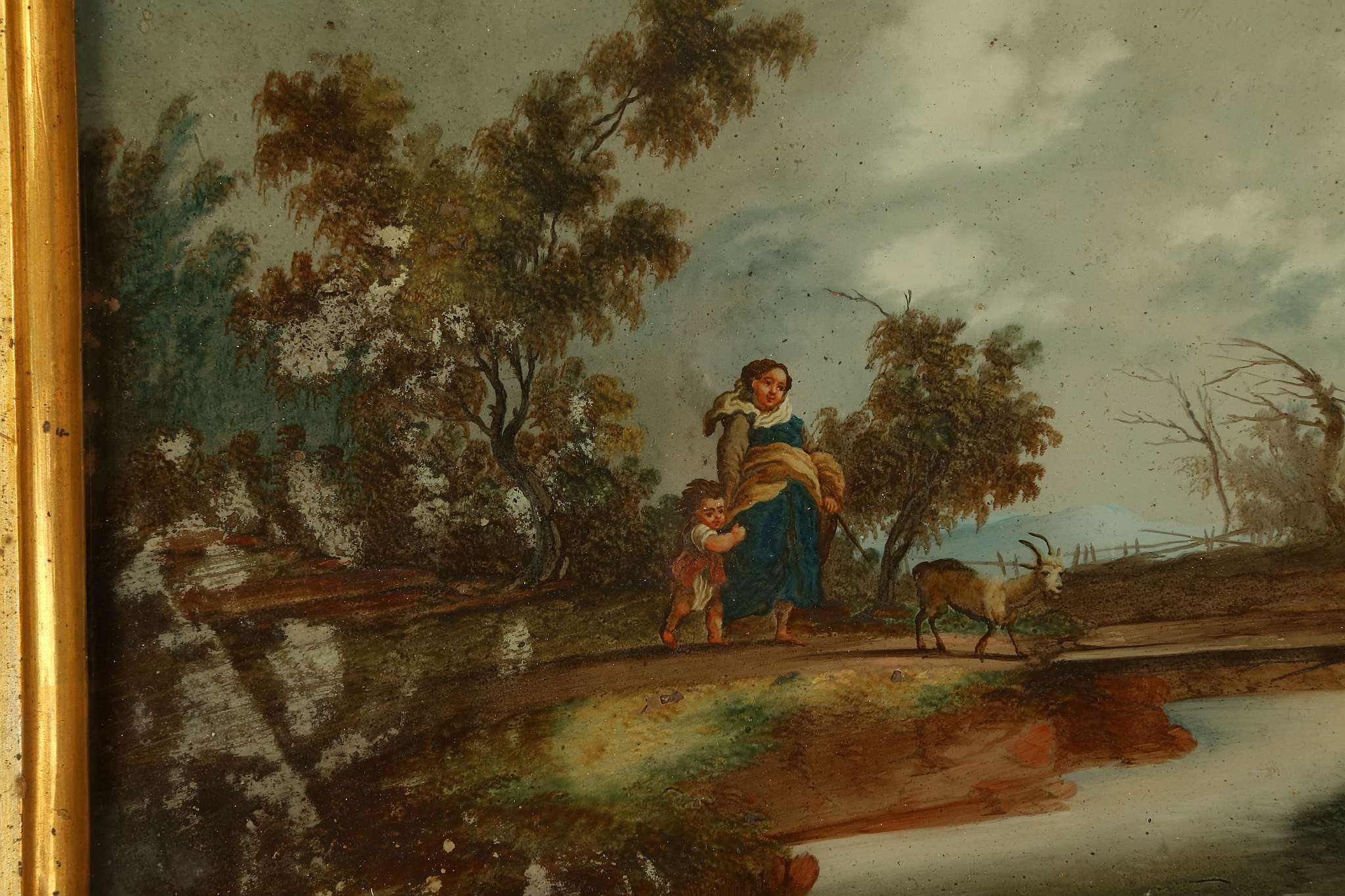 CIRCA LATE 18TH CENTURY, POSSIBLY ITALIAN. A set of four reverse glass painted landscape views. In - Image 8 of 16