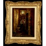 John Callcott Horsley R.A. 1817 - 1903 'The Gaolers Daughter' A fine oil on canvas interior scene.