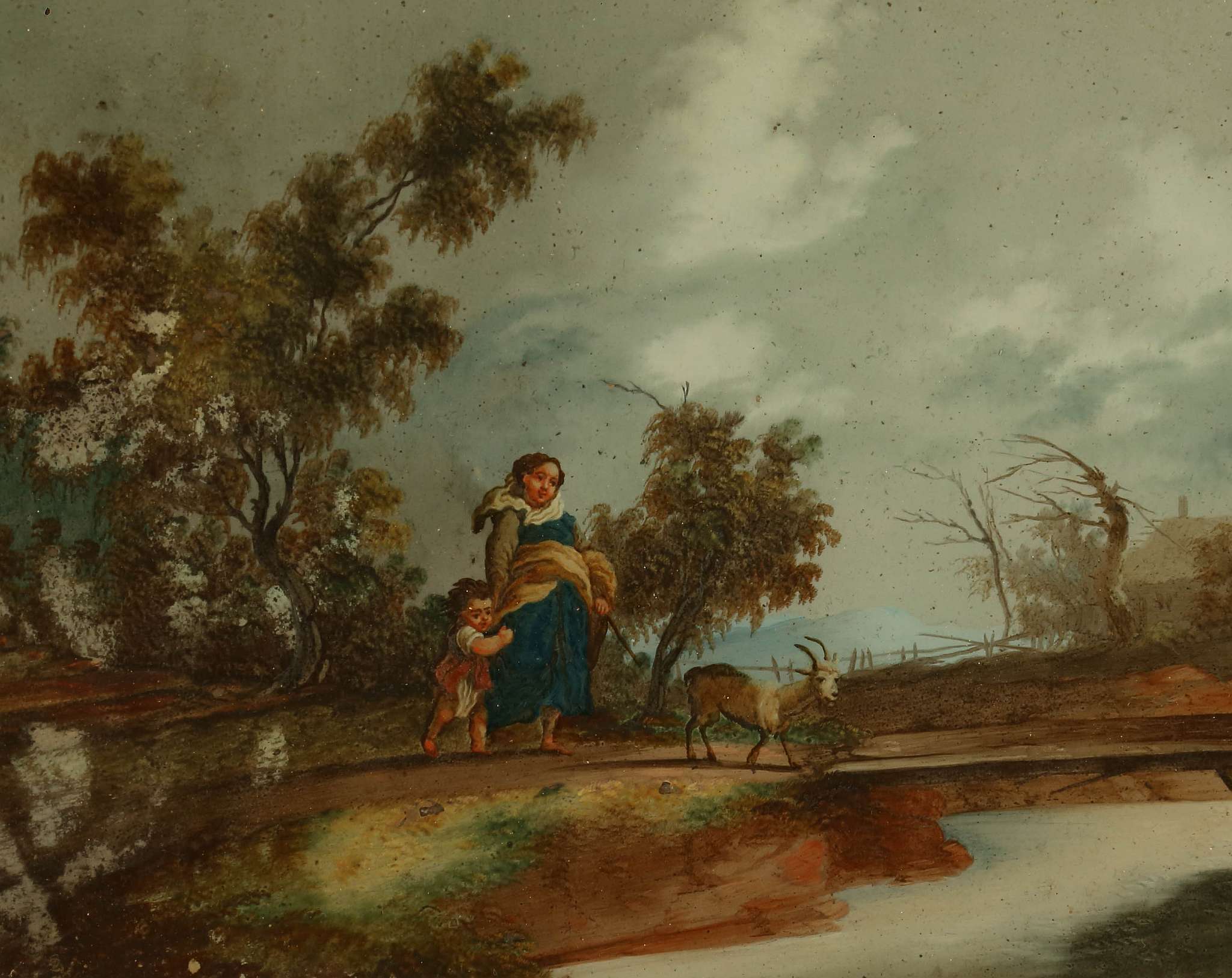 CIRCA LATE 18TH CENTURY, POSSIBLY ITALIAN. A set of four reverse glass painted landscape views. In - Image 6 of 16