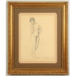 PAUL-EMILE PISSARRO 1884-1972. 'Standing Nude Female'. Drawing. Signed lower right. Framed. A/F.