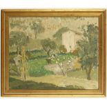 ROBIN WALLACE 1897-1974. 'Le Borc'. Oil on artist milled board, summer landscape view. Signed