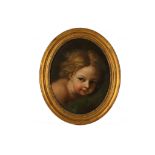 CIRCA LATE 18TH CENTURY, FRENCH. 'Portrait of a Young Child.' Oil on canvas, in the oval. On the