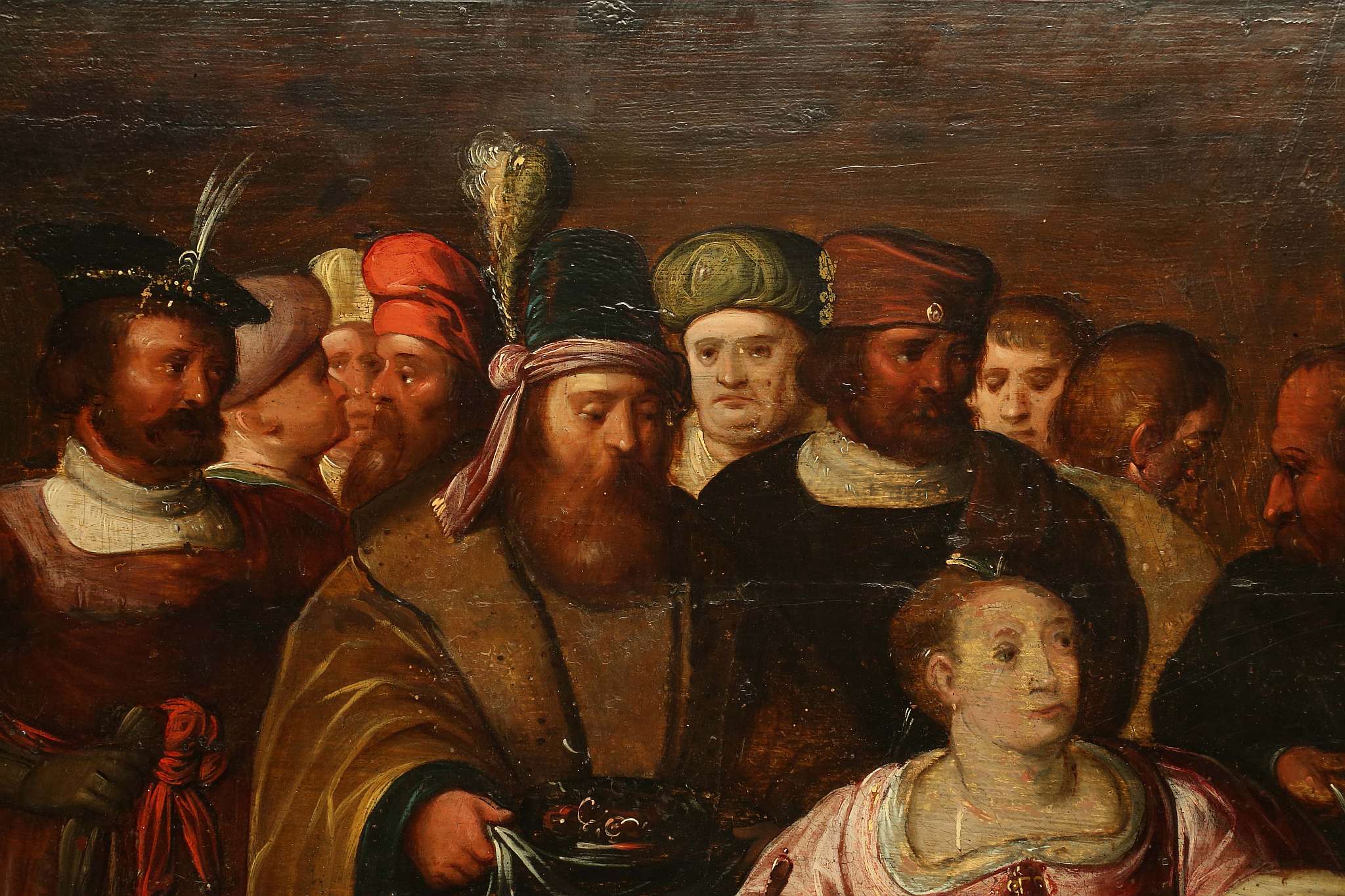 FLEMISH SCHOOL CIRCA 17TH CENTURY. 'The Decollation of the Baptist'. Oil on panel depiction of Herod - Image 4 of 10