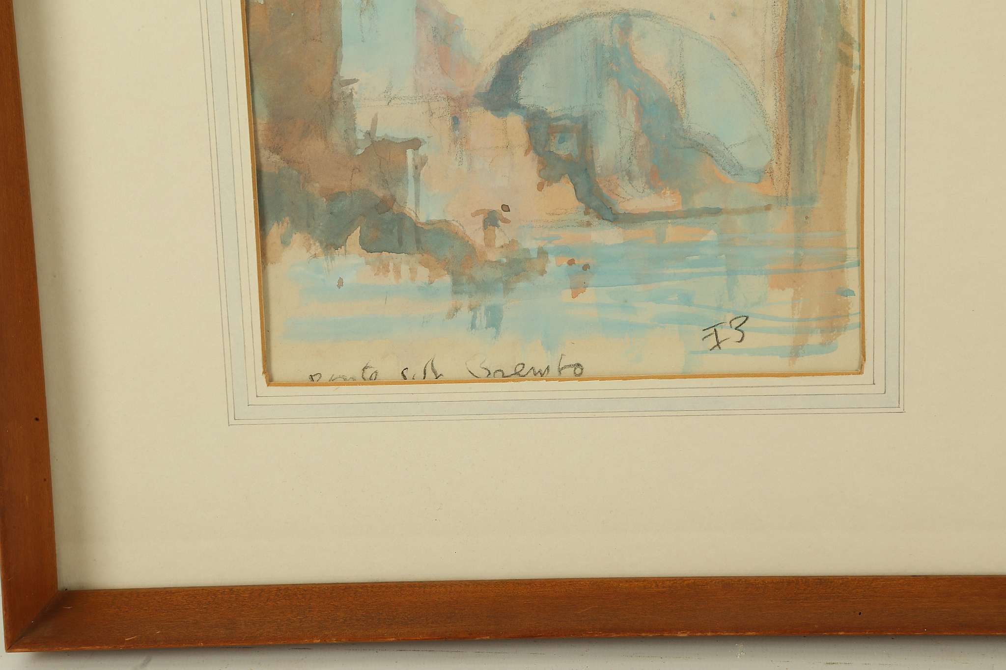 SIR FRANK BRANGWYN R.A. 1867-1956. 'Ponte Sul Brembo'. Watercolour and pencil study. Monogrammed - Image 2 of 4