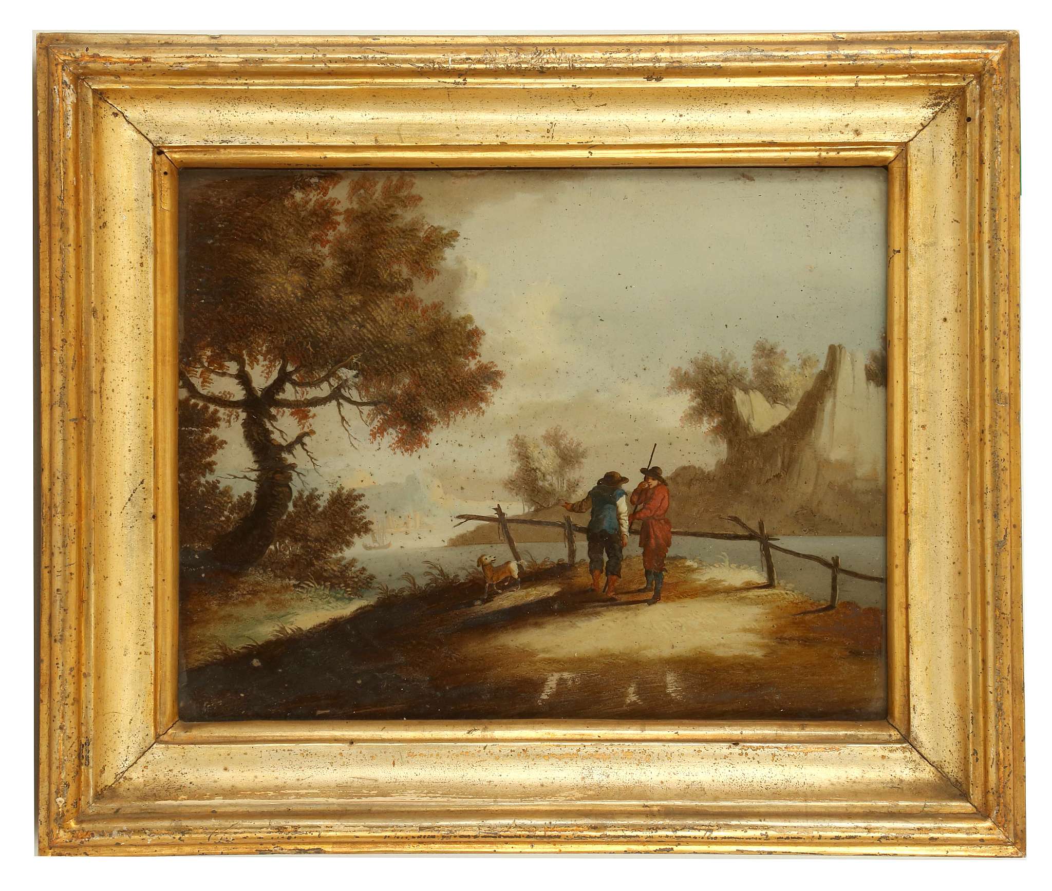 CIRCA LATE 18TH CENTURY, POSSIBLY ITALIAN. A set of four reverse glass painted landscape views. In