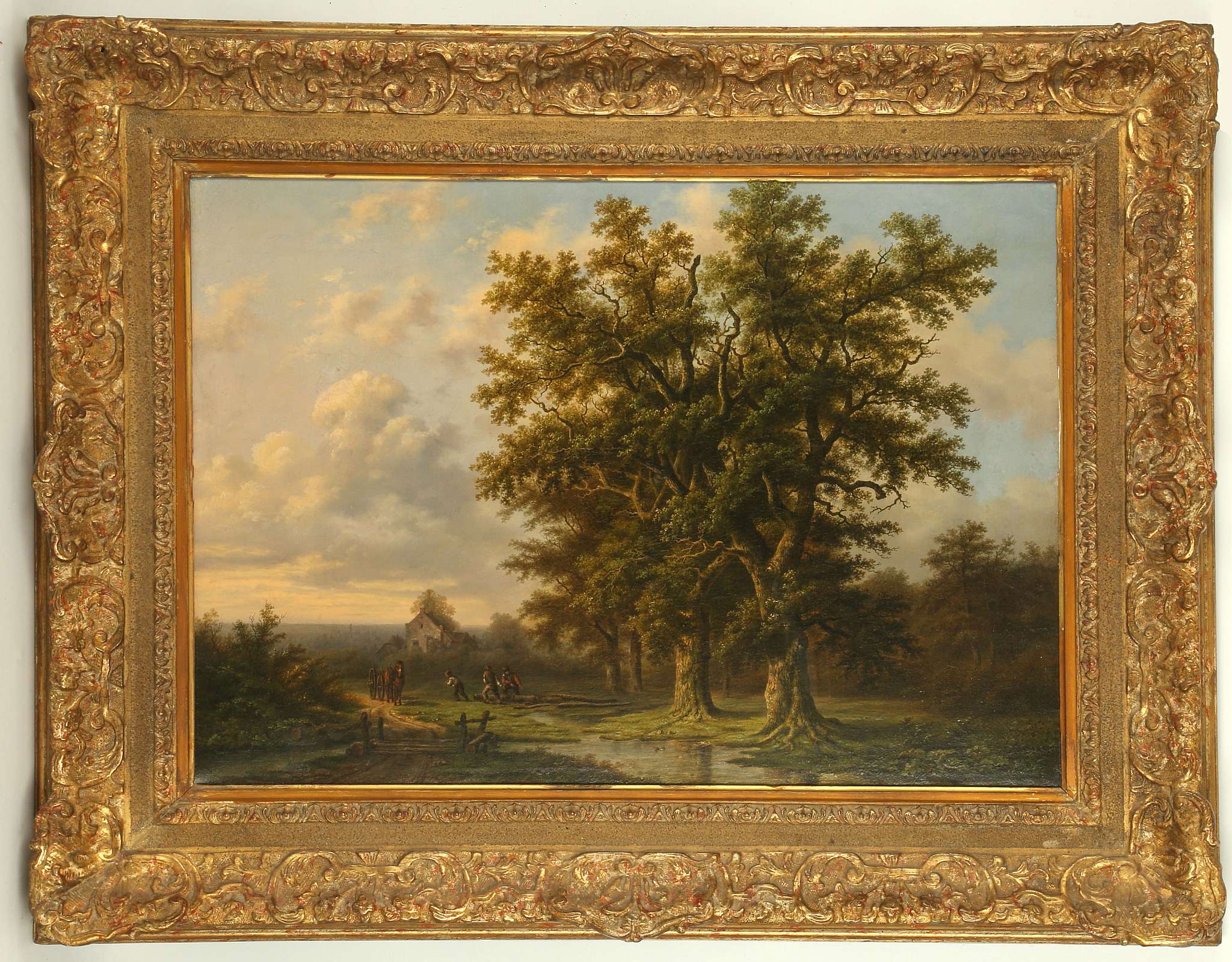 MANNER OF BAREND CORNELIUS KOEKKOEK 1803-1862. 'Tree Cutter at the Edge of the Forest'. Oil on