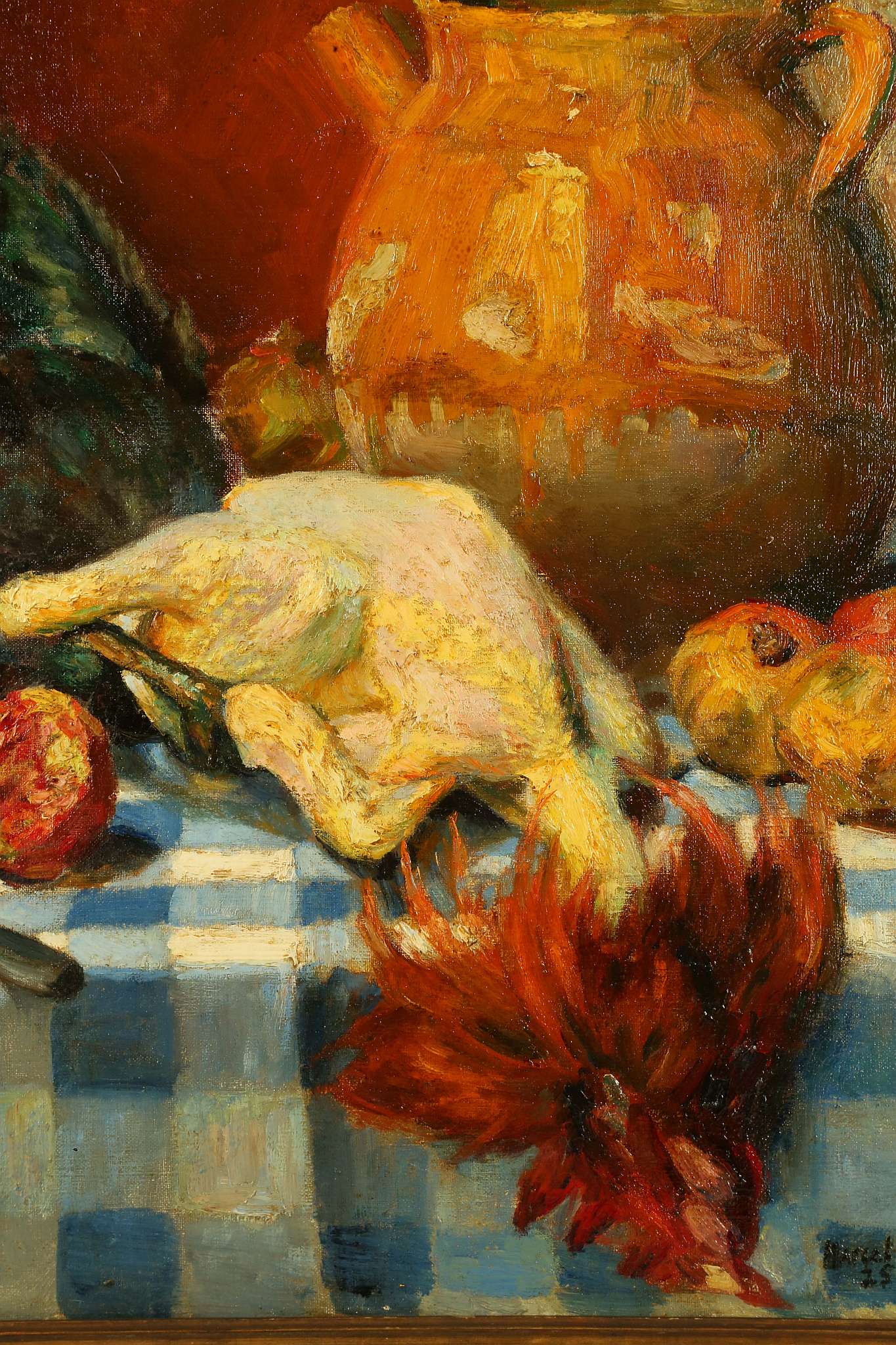 MARCEL DYF 1899-1985. Still life 'Poulet and Pomegranate'. Oil on canvas, signed lower right and - Image 2 of 14