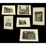 AFTER LUIGI ROSSINI (1790-1857). A set of 6 engravings of Rome with full margins, unmounted, in