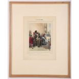 A selection of framed engravings and prints, including fashion plates from 'Magasin des De