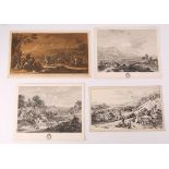 A group of four etchings including; Jean Jacques de Boissieu, vue de Champ 1764, G P Rugendas