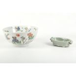 *WITHDRAWN* A Famille verte bowl; together with a dragon jardiniere of celadon colour. *WITHDRAWN*