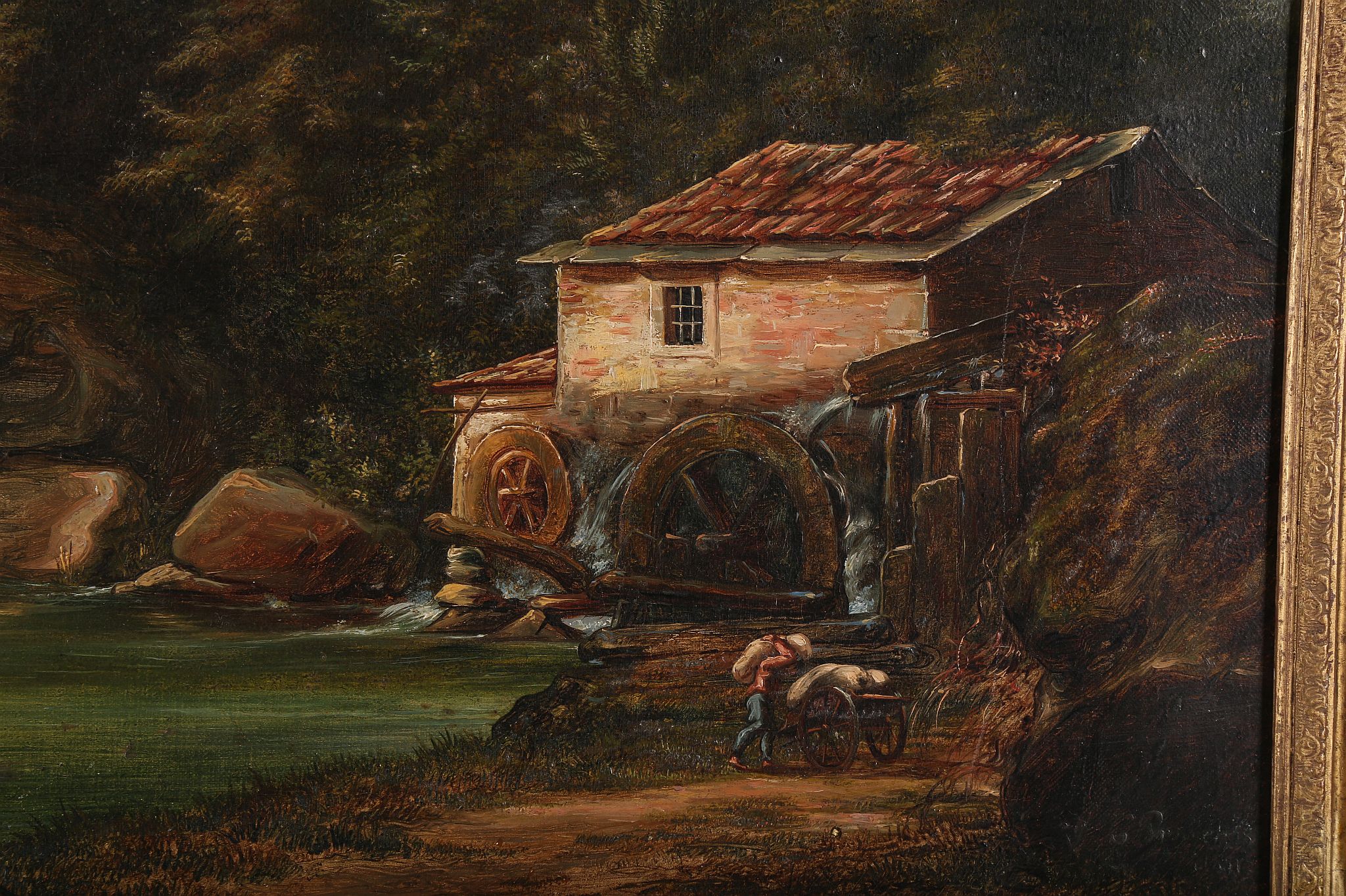 Mid - late 19th Century possibly French school. 'Watermill in the Landscape'. Oil on canvas - Image 2 of 5