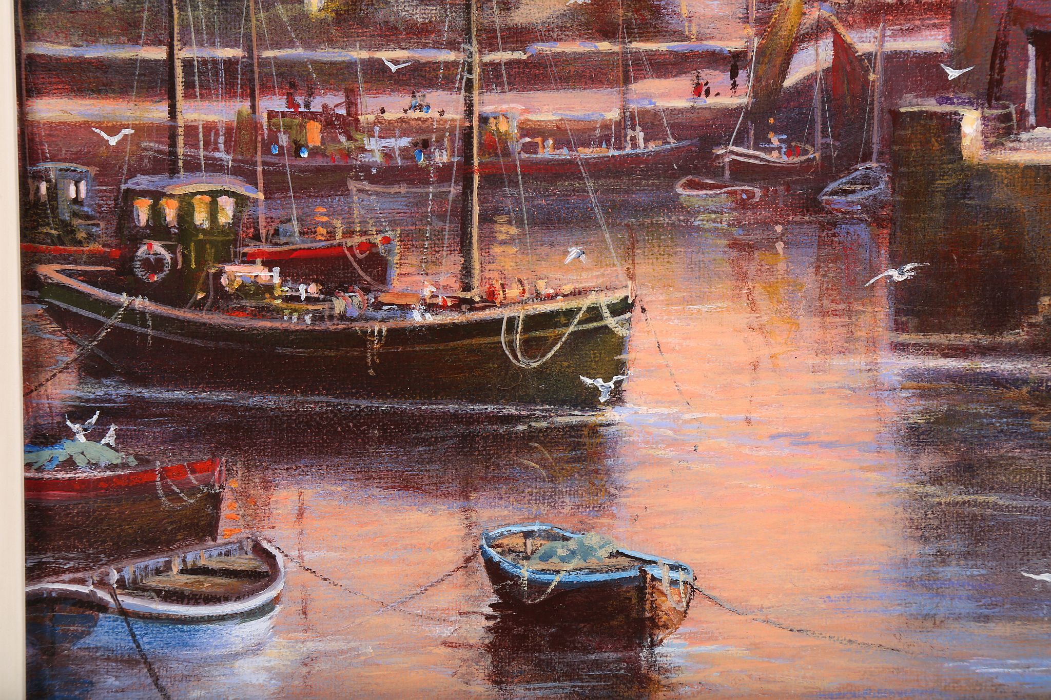 Gordon Lees, modern British school, English countryside with boats, possibly Cornwall fishing - Image 3 of 5