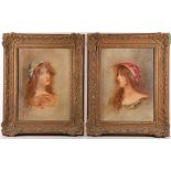 Early to mid 20th Century Continental school. Pair of oil on canvas portraits of a red haired