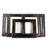 A collection of 1990's purpose made frames, all in black with gilt decoration, 5 having apertures