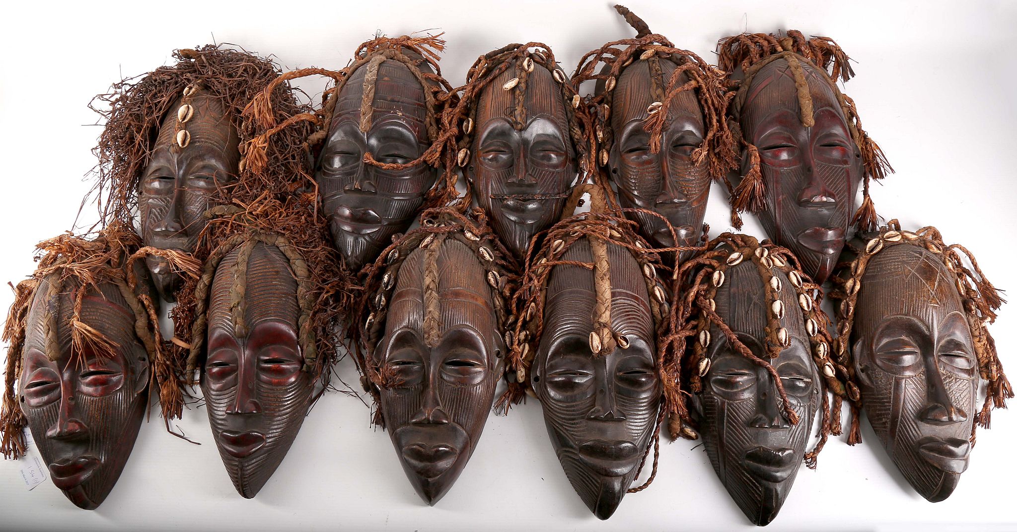 A group of Chokwe masks, the Democratic Republic of Congo, 28-30cm high.