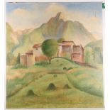 Eligio Finazzer Flori 1896-1960, Italian. 'An Italian Landscape'. Oil on panel. Signed. Labels verso