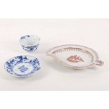 Two Chinese 18th Century porcelain items, to include a Kangxi period blue and white tea bowl and