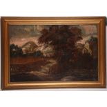 Circa 17th / 18th Century Italian school. An interesting pair of oil on canvas landscape views, '