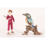 Royal Worcester figure of a boy with parakeet, modelled by F.G. Doughty, together with a Royal