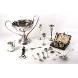 A mixed lot of Sterling silver items, including a George III tablespoon, London 1818, by Thomas