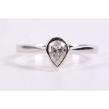 A pear-shaped diamond single-stone ring, diamond approx. 0.40ct, mounted in 18 carat white gold,