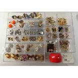 A large collection of costume jewellery earrings, With both pierced and clip fittings, including a