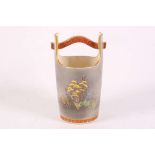 A mid-20th century Japanese Satsuma basket vase, retailed by Koshida 'Satsumaya' of Kyoto, painted