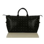 Eddie Harrop large black studded leather holdall, all over silver metal stud design, with detachable