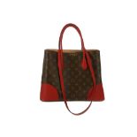 Louis Vuitton Flandarin handbag, date code for 2016, monogram canvas with bright red leather trim,